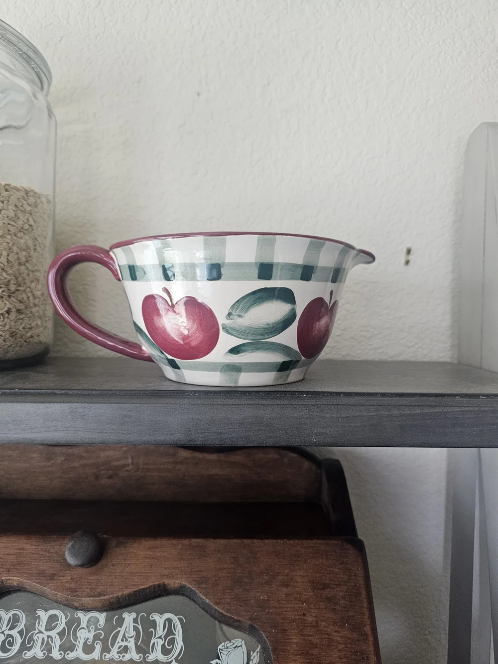 Vintage NANTUCKET Hand-Painted Fruit Pattern Mixing Bowl - Red and Green